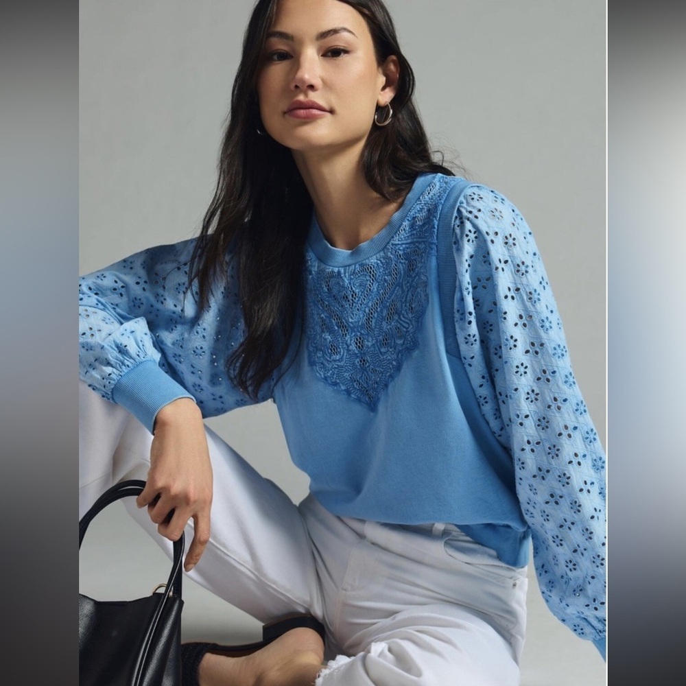 Pilcro Blue Long‎ Sleeve Top